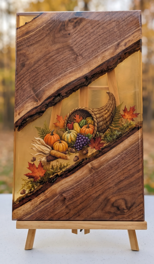 HarvestBoards- Thanksgiving Cornucopia Resin Cutting Board
